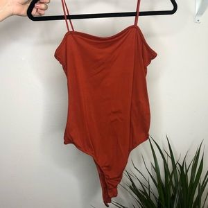 Square Neck Tank Bodysuit - Rust